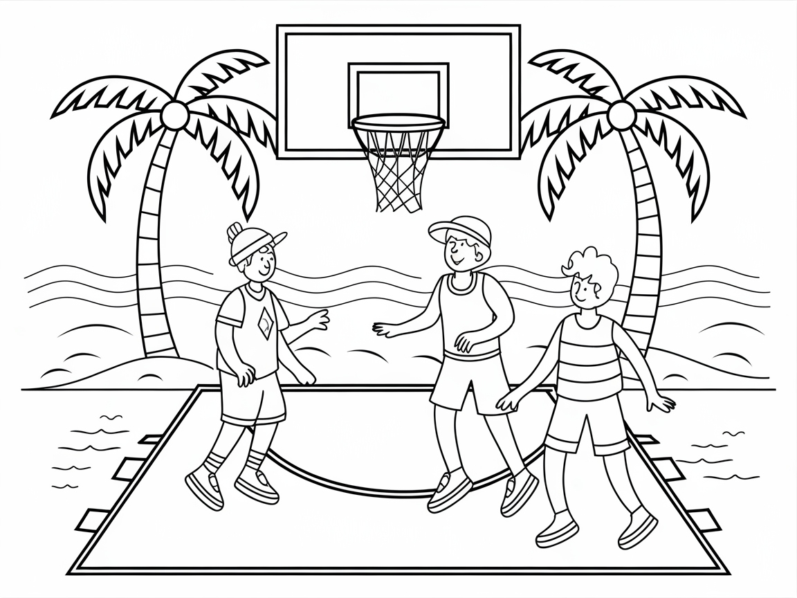 Tropical Beach Basketball Fun