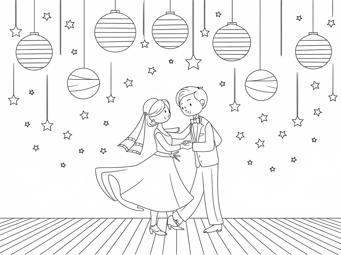 Starry Dance Floor Under Paper Lanterns