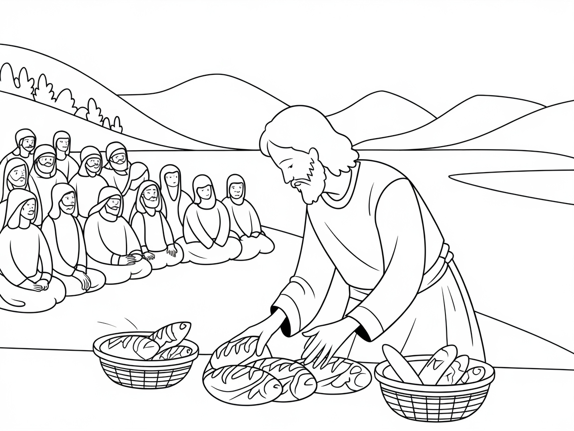 Color the Miraculous Feeding of the Five Thousand