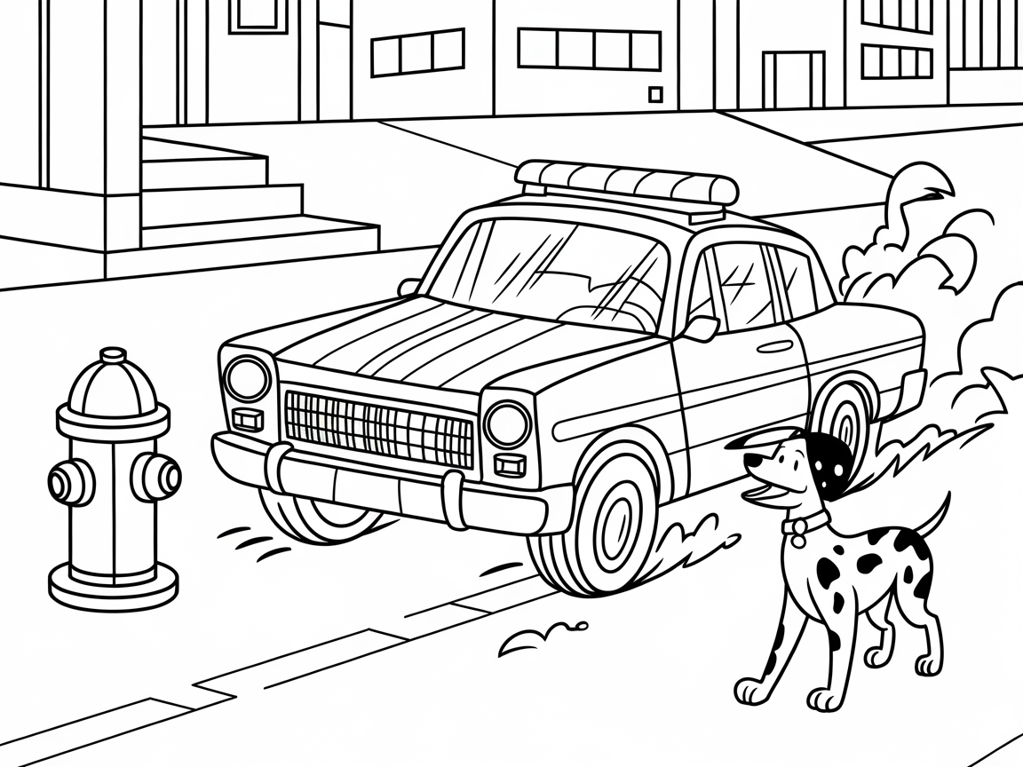 City Patrol: Classic Police Car with Playful Pup