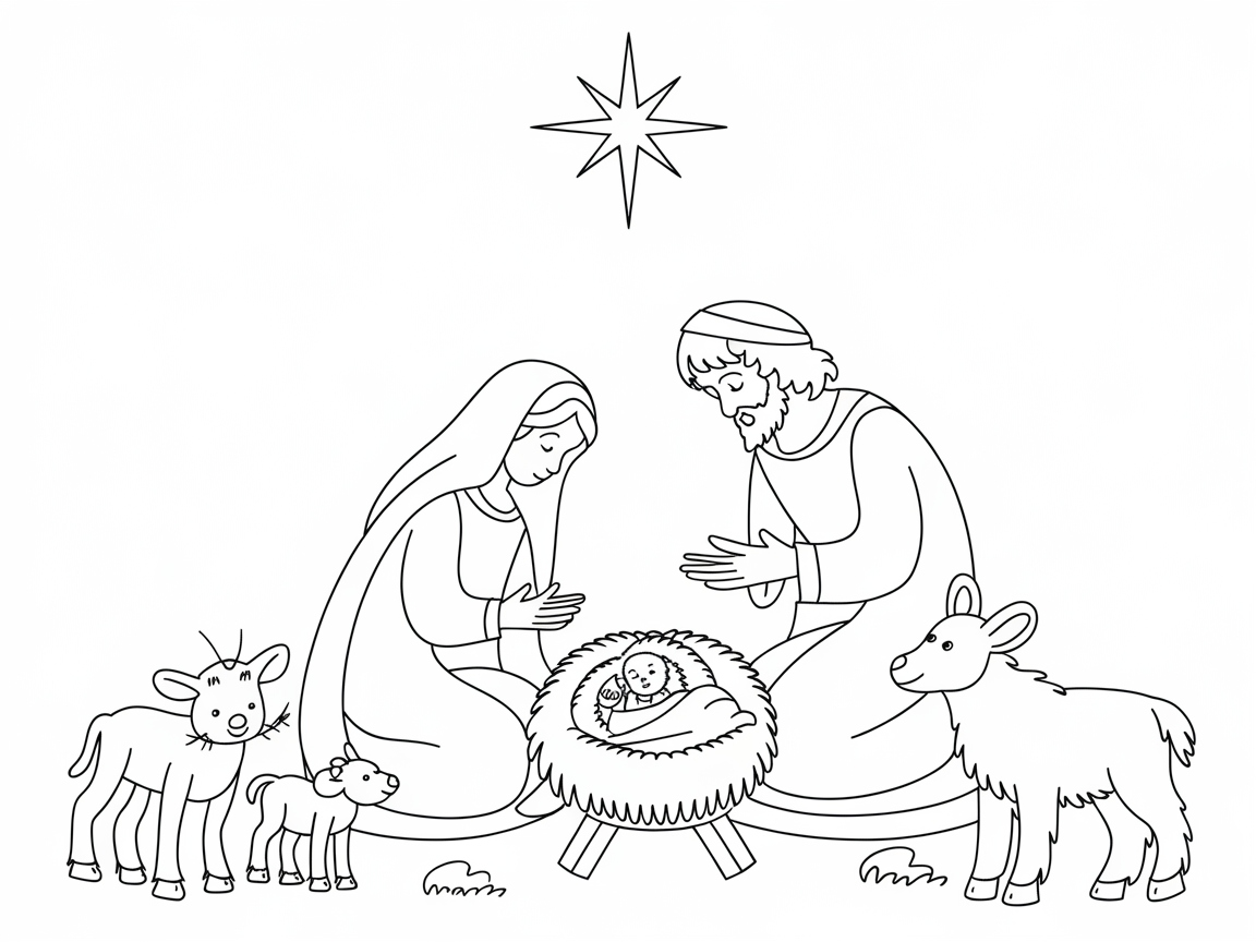 Serene Nativity Scene Under the Star