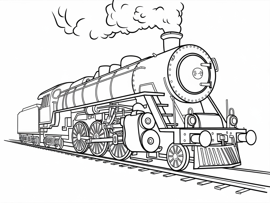 All Aboard the Detailed Steam Train Coloring Adventure