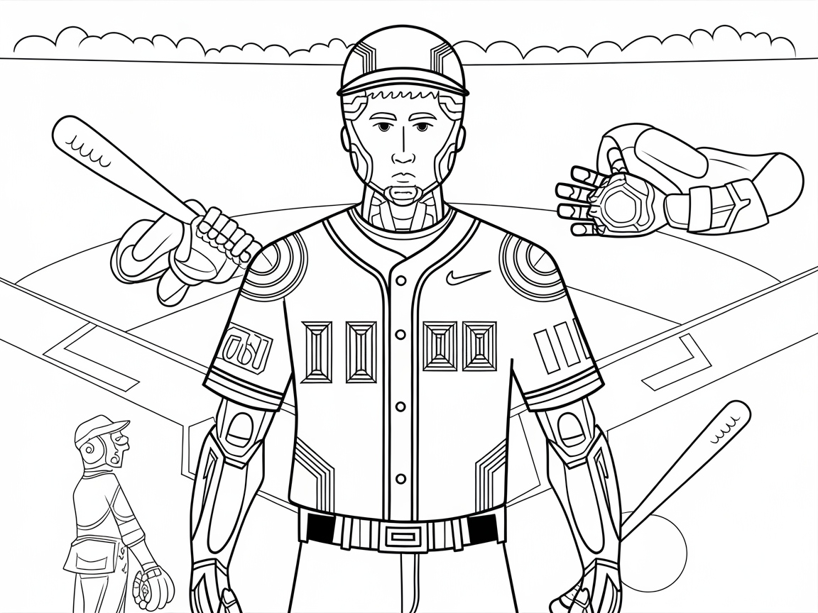 Robot Batter Up: Color This Futuristic Baseball Scene
