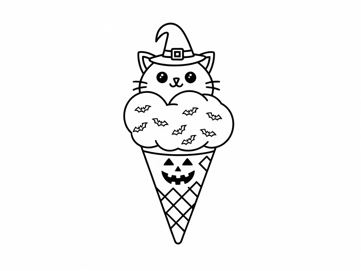 Halloween Cat Cone with Spooky Style