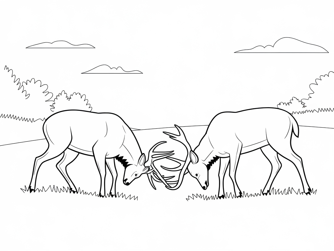 Dueling Bucks in an Open Meadow