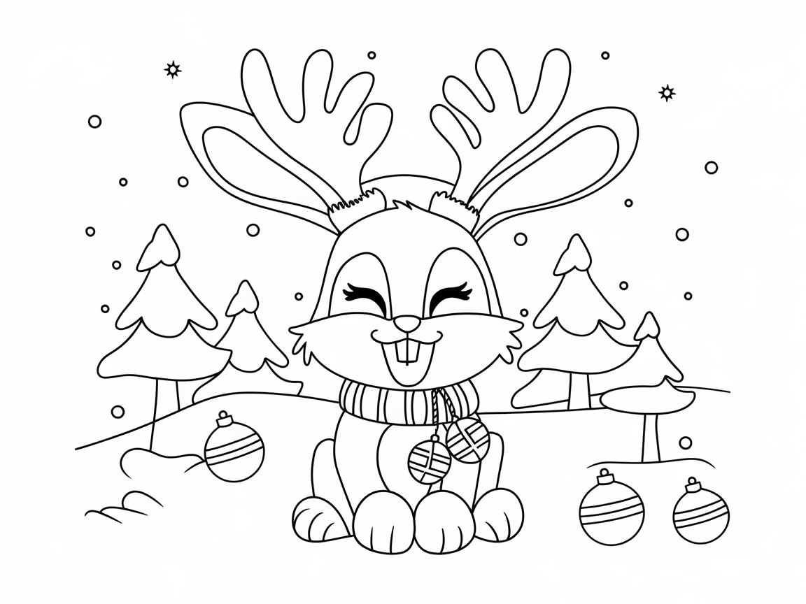 Reindeer Bunny in a Snowy Wonderland