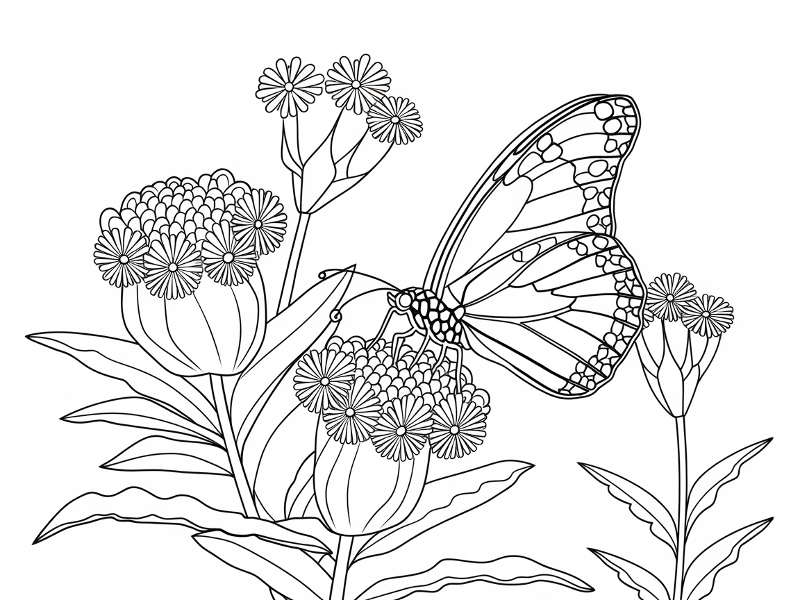 Color a Monarch Amid Blossoms