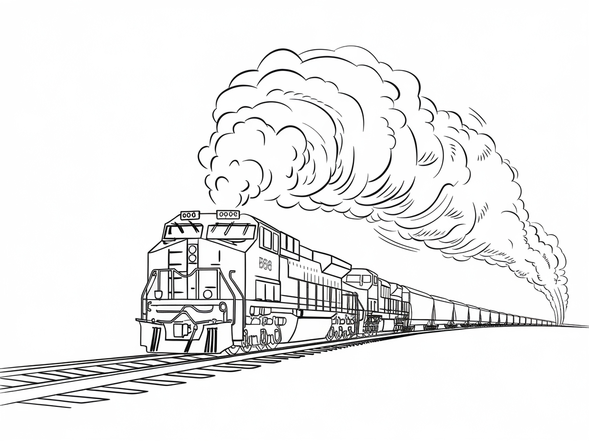 Majestic Freight Train on the Move Coloring Adventure
