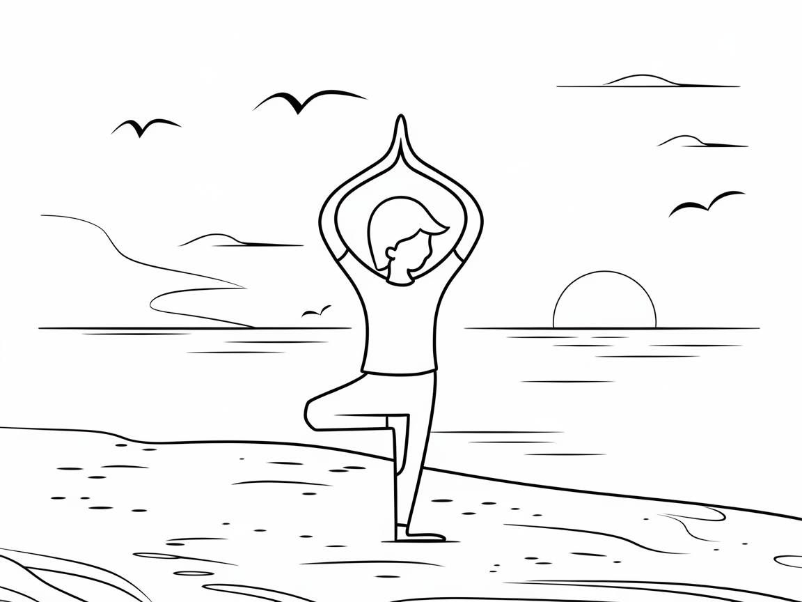Balance and Breathe with This Beach Yoga Sunset Scene