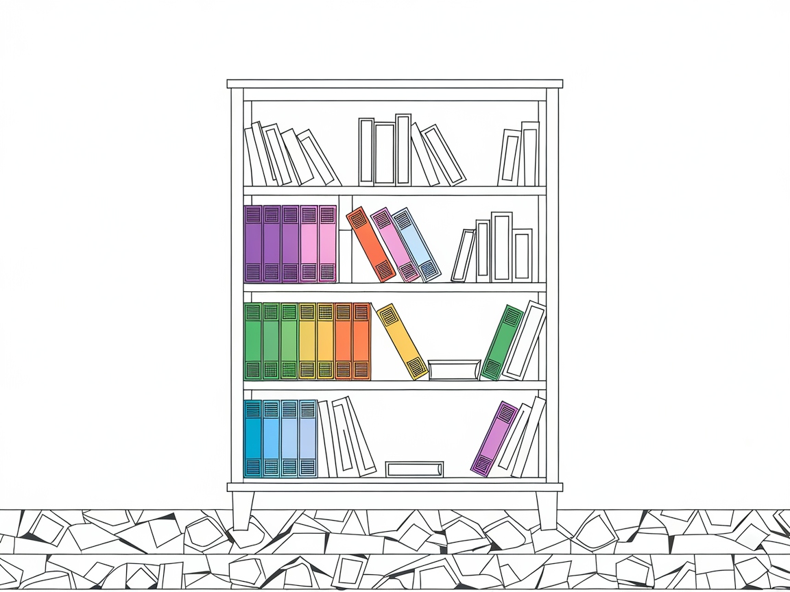 Organized Bookshelf with a Splash of Color