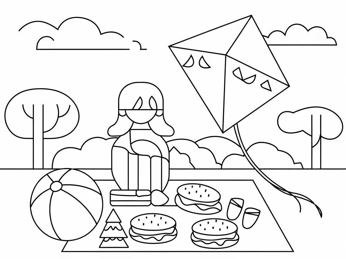 Picnic Fun with Kites and Beach Balls
