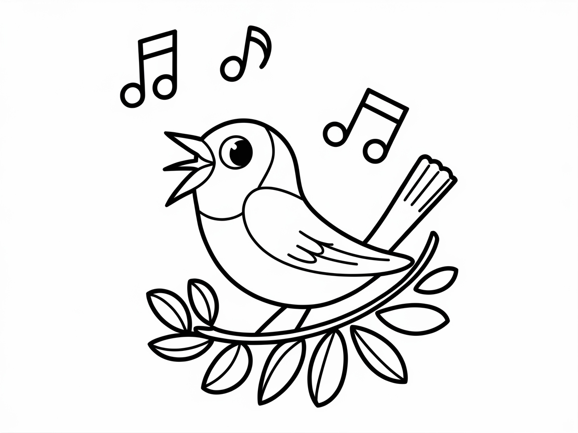Sing Along with This Cheerful Bird Coloring Page