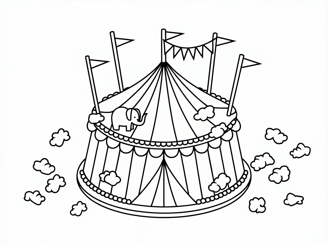 Step Right Up to This Circus Tent Cake Coloring Page