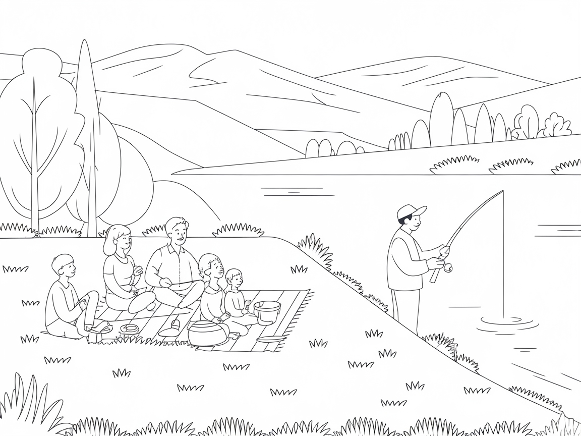 Family Picnic by the Lake: A Perfect Day for Fishing