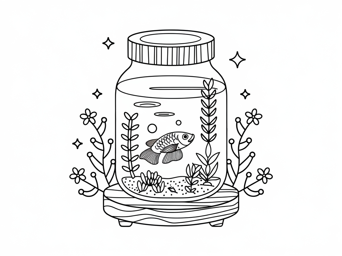 Betta Fish in a Whimsical Mason Jar Aquarium