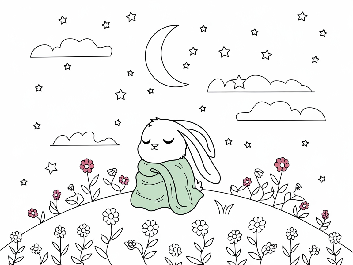 Dreamy Nighttime Bunny Under the Moon