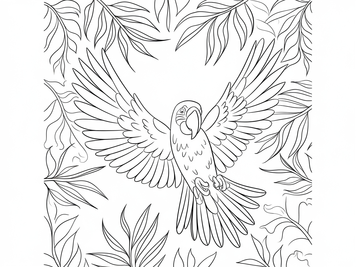 Spread Your Wings with This Vibrant Parrot and Leaves