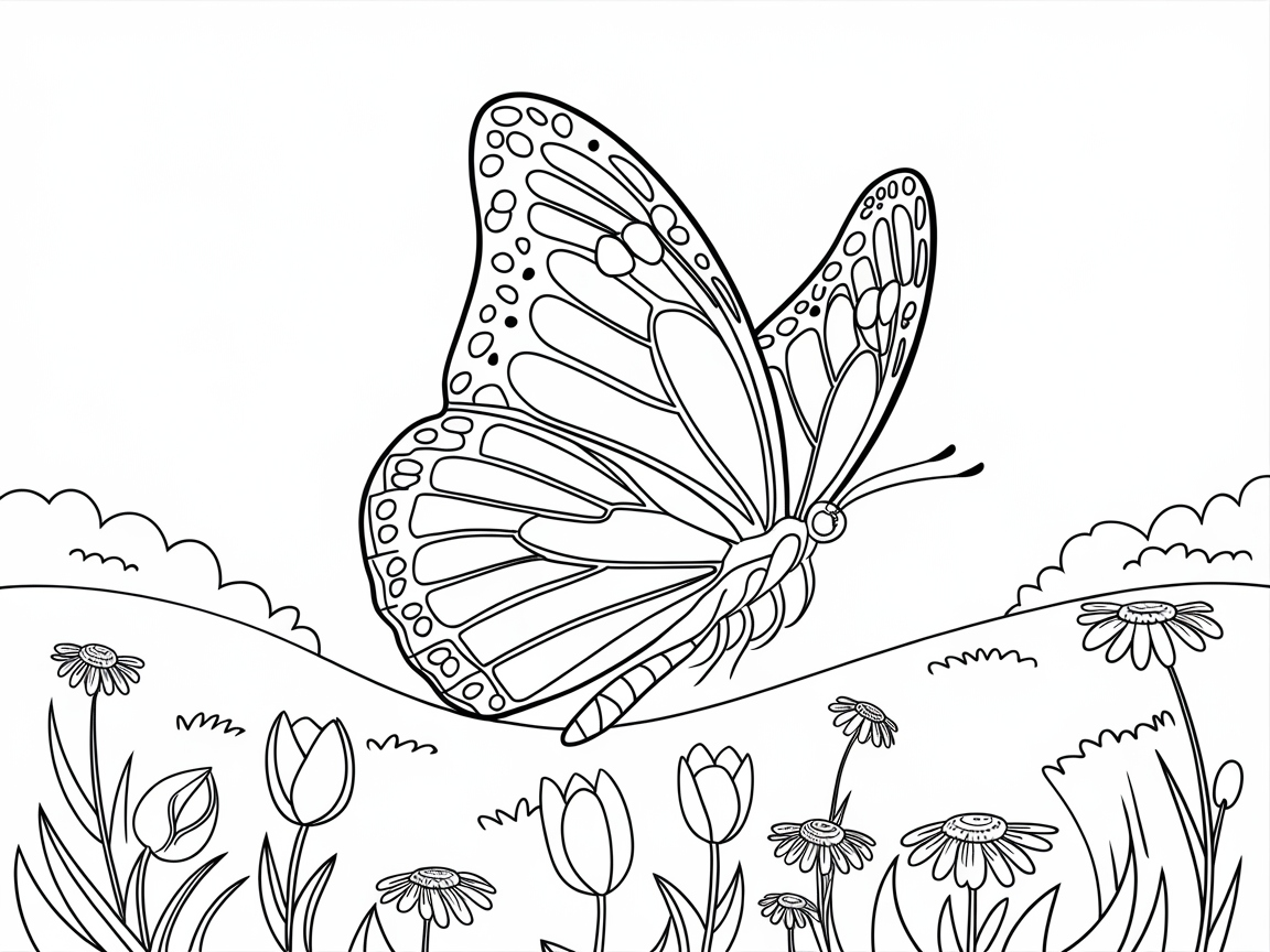 Graceful Butterfly in a Blooming Meadow