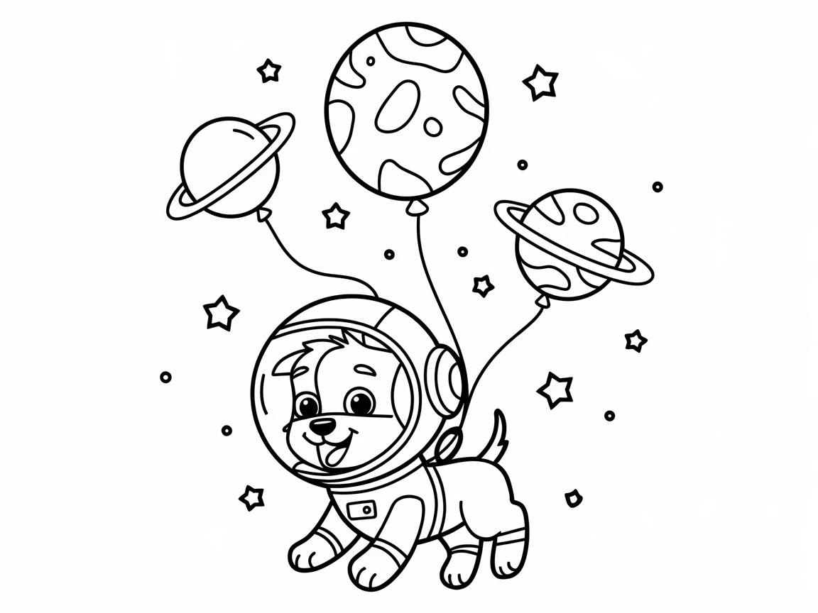 Puppy in Space: Color This Astronaut Adventure