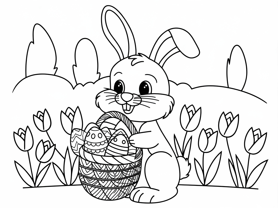 Egg Hunt Fun: Bunny with Easter Basket