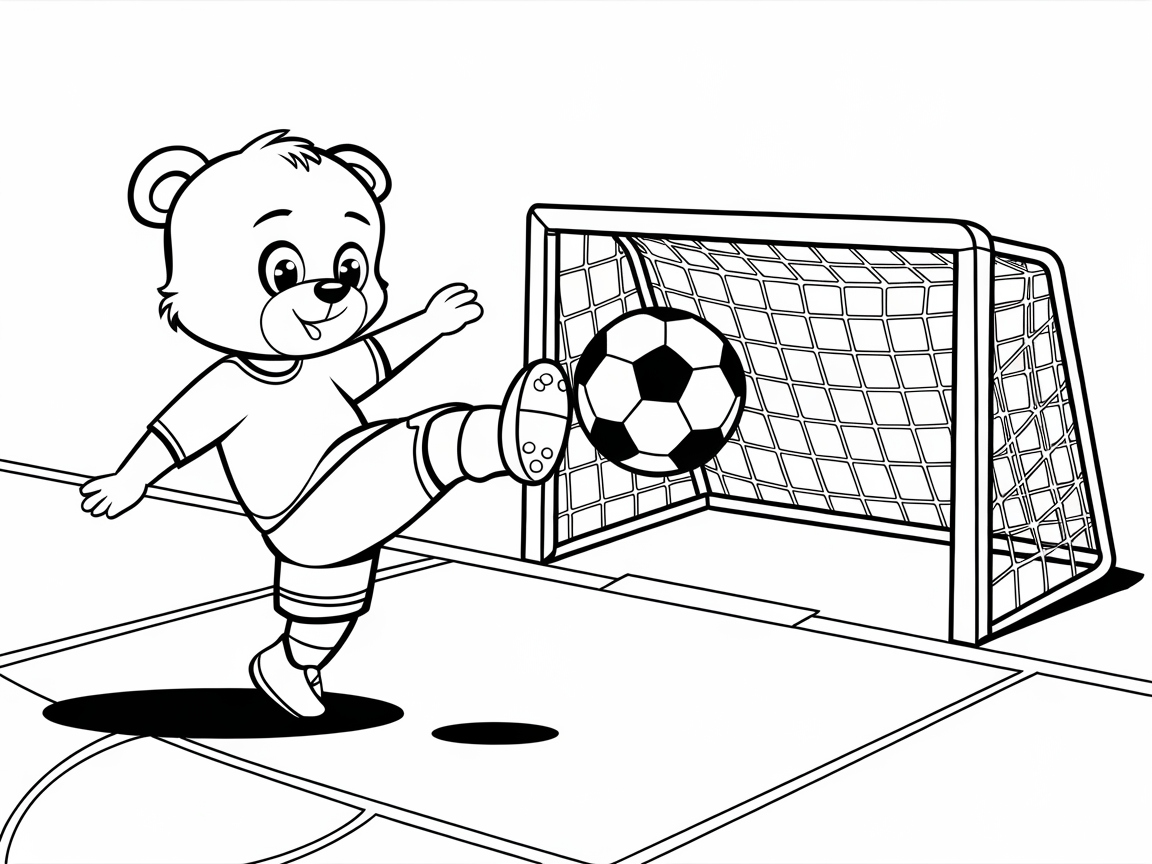 Soccer Star Bear Kicks the Winning Goal