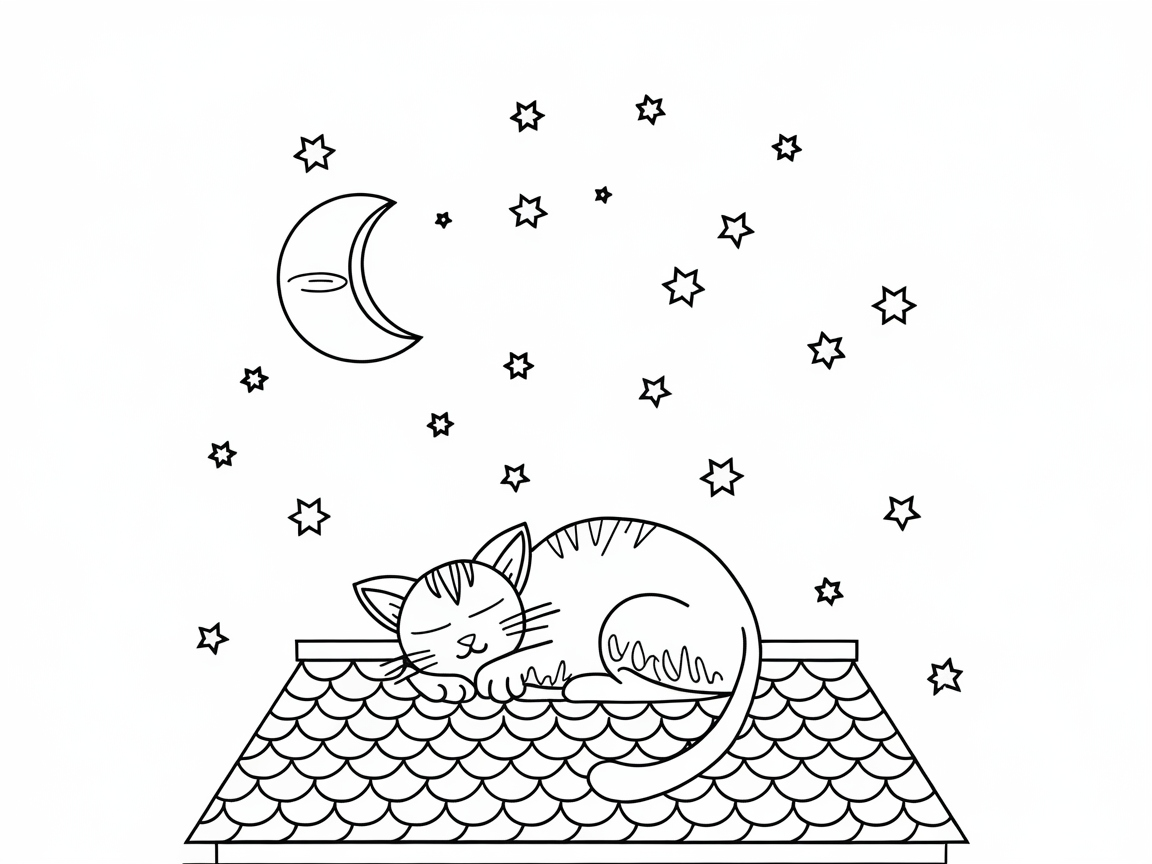 Moonlit Rooftop Catnap