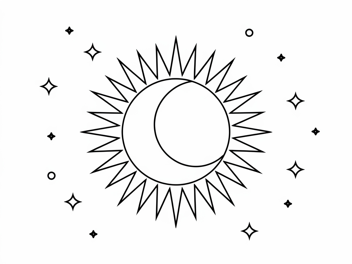 Celestial Sun and Moon Embrace