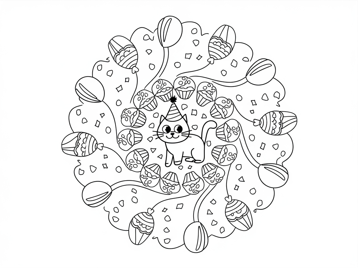 Party Time with This Festive Cat Mandala