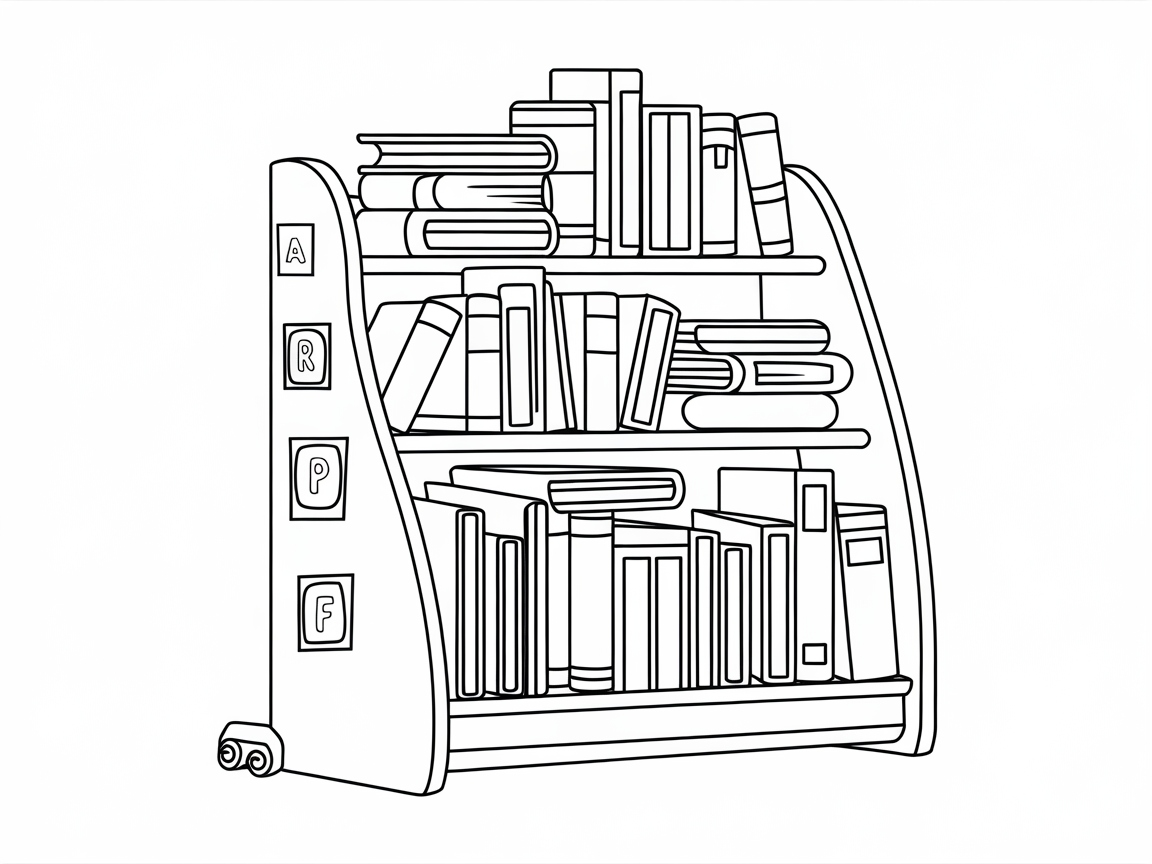 Charming Alphabet Bookshelf Coloring Page
