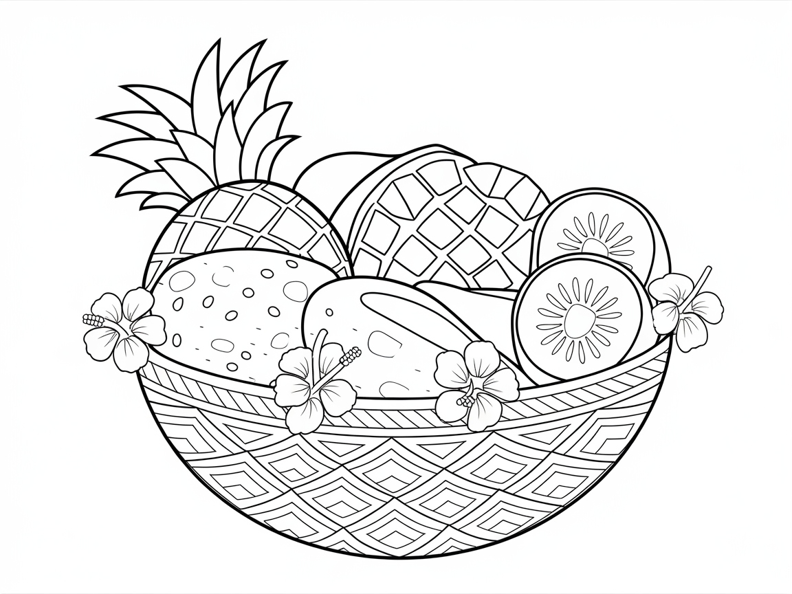 Tropical Fruit Feast in a Decorative Bowl