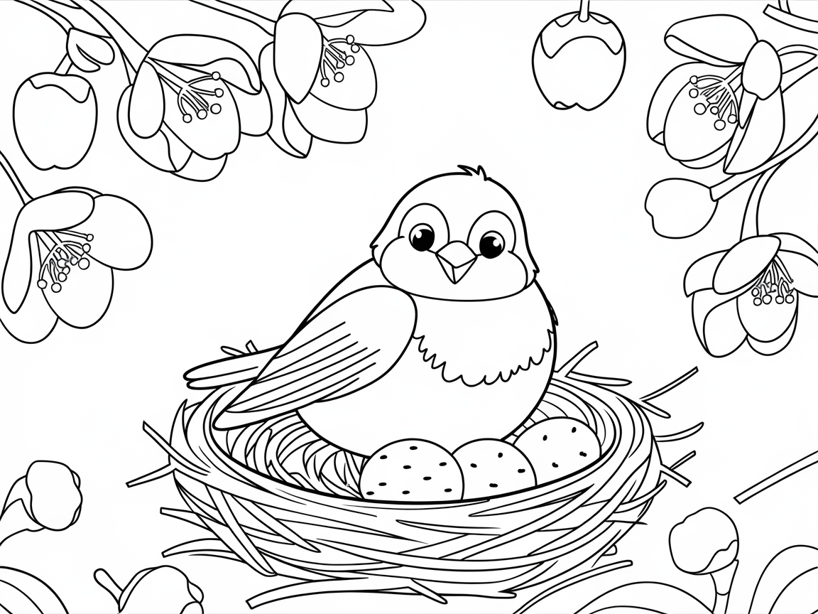 Adorable Bird Nest Scene Perfect for Spring