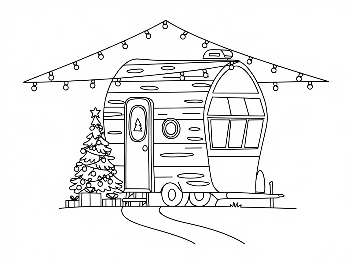 Festive Camper Holiday Scene