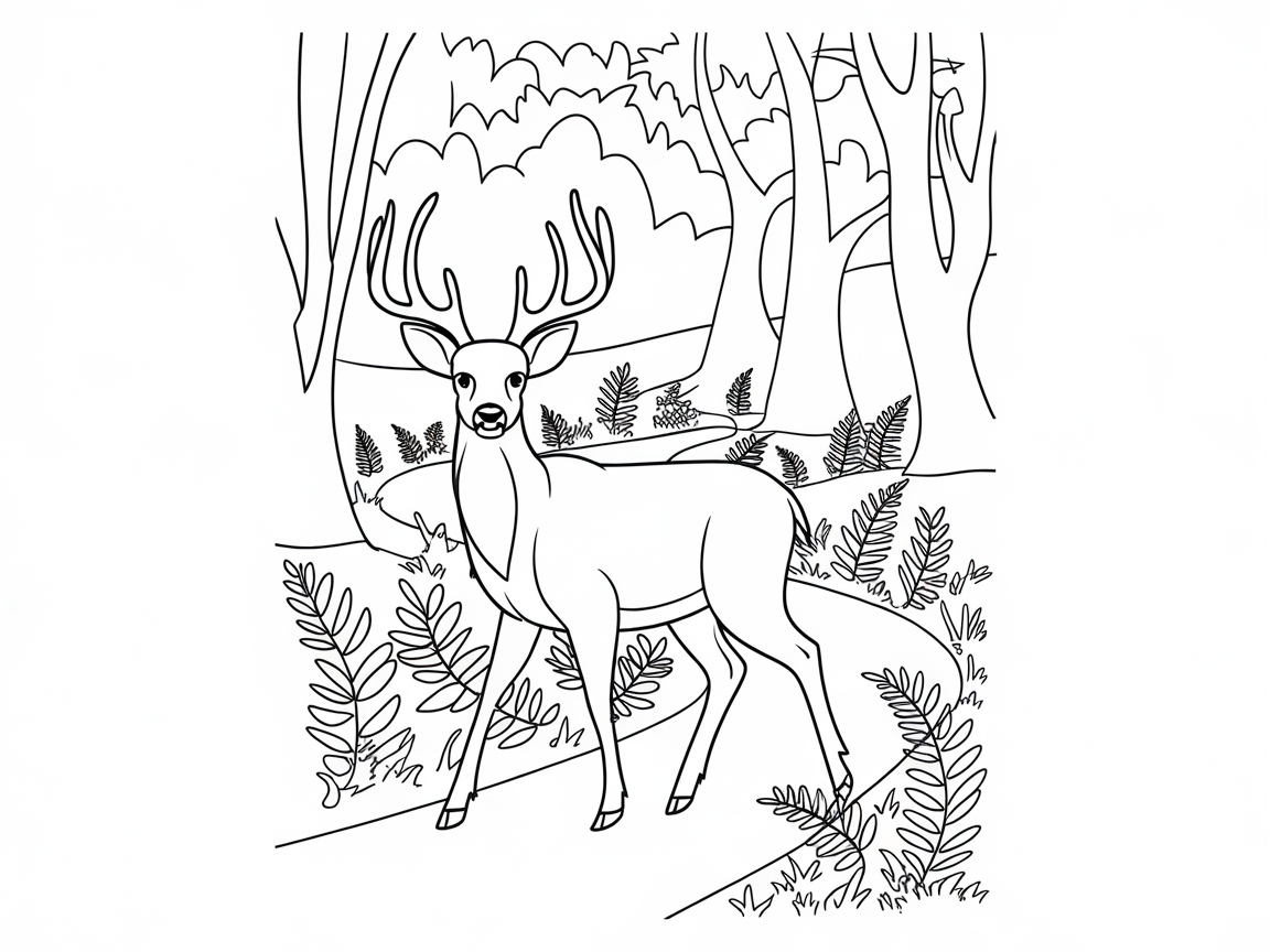 Curious Buck in a Verdant Forest