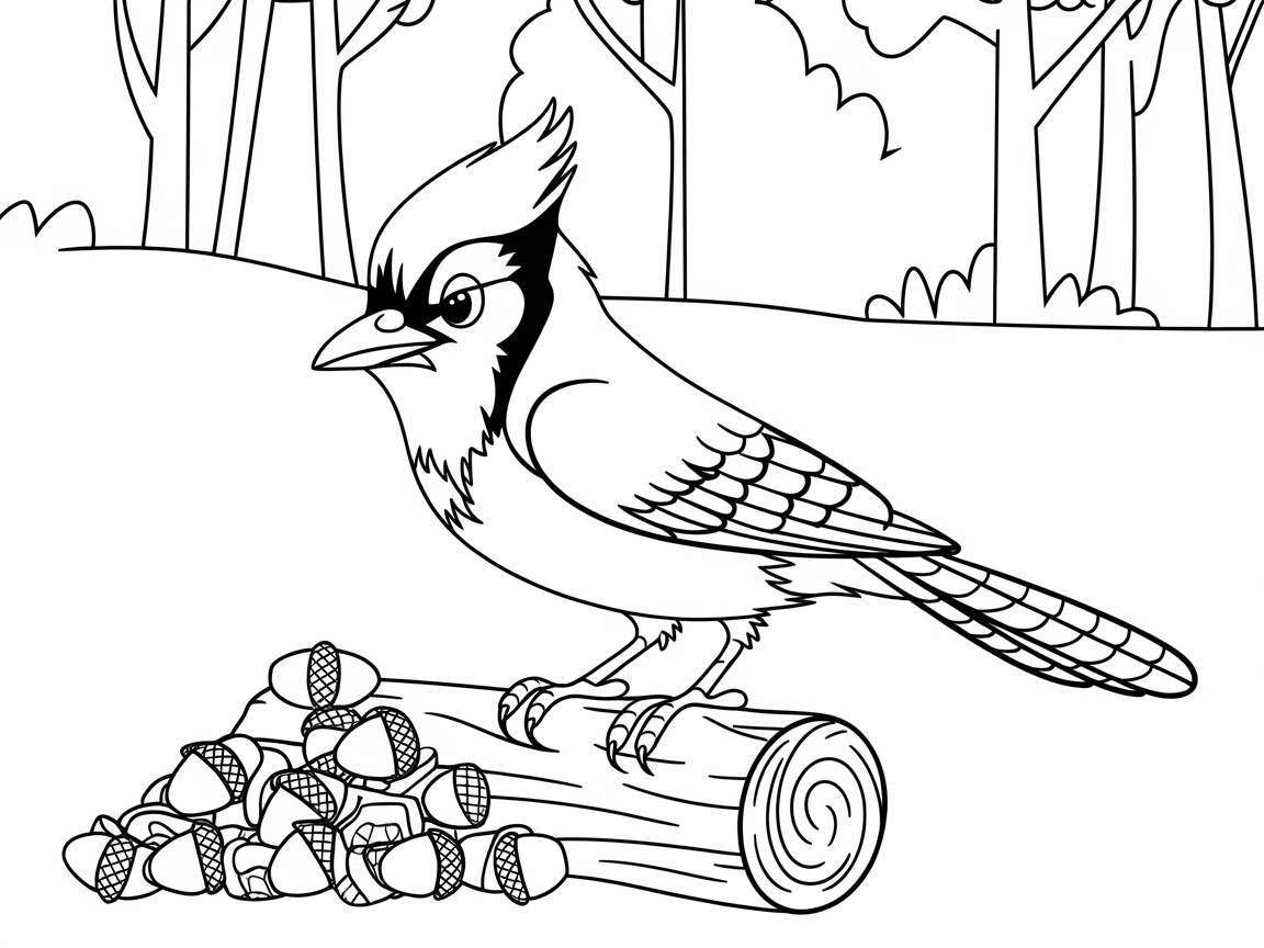 Channel Nature with This Blue Jay and Acorn Scene