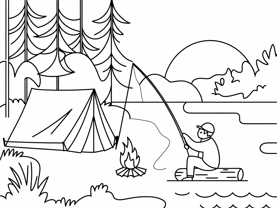 Camping Adventure: Peaceful Fishing Escape