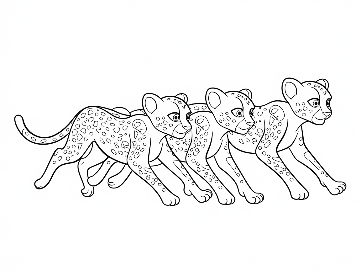 Trotting Trio of Cheetah Cubs