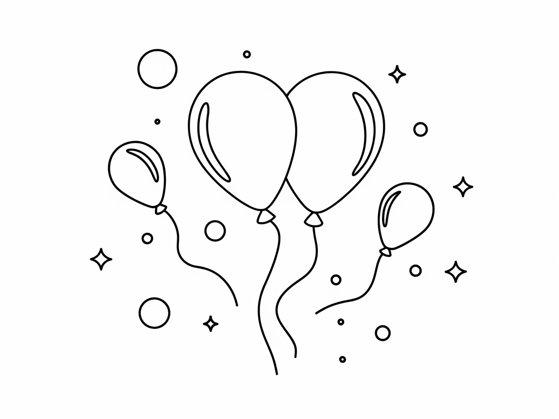 Celebratory Balloon Arrangement Coloring Page