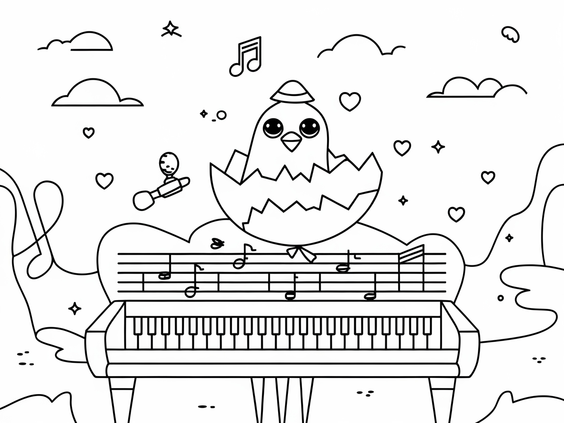 Musical Chick on the Piano
