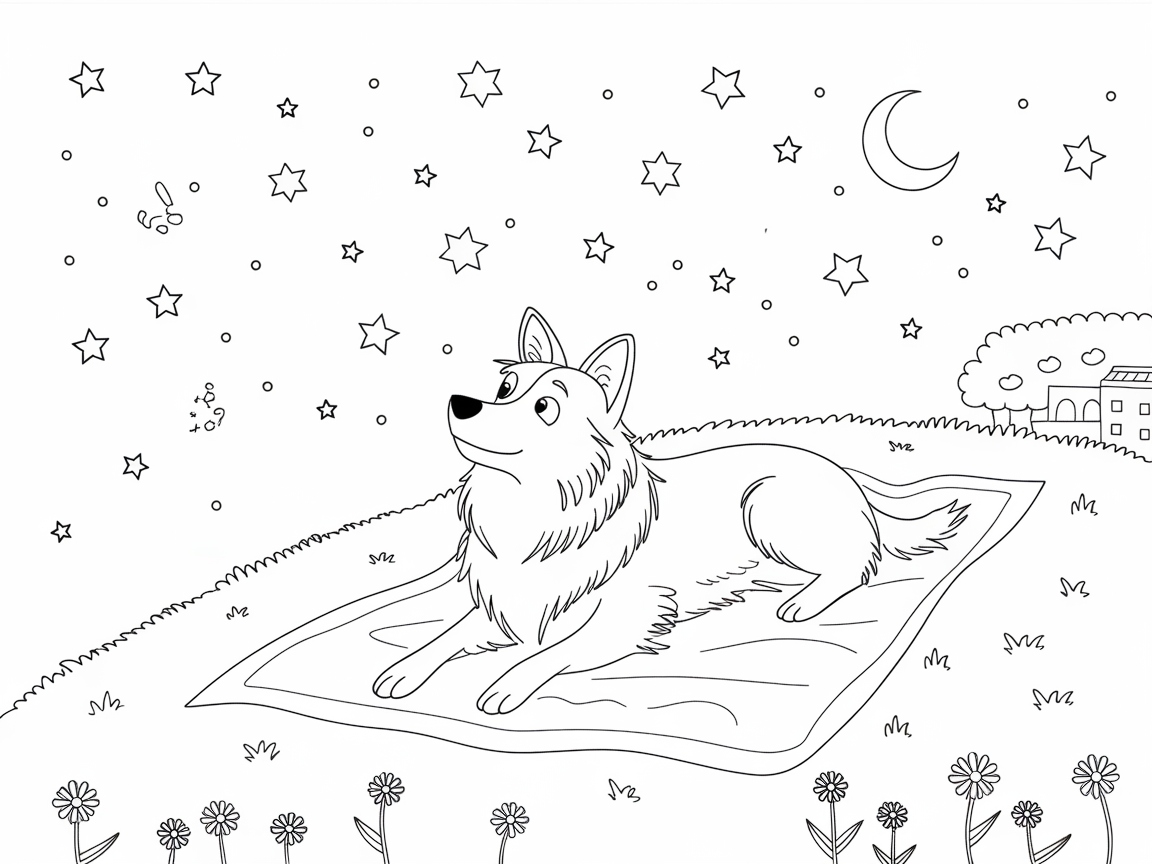 Stargazing Border Collie Under a Starry Sky