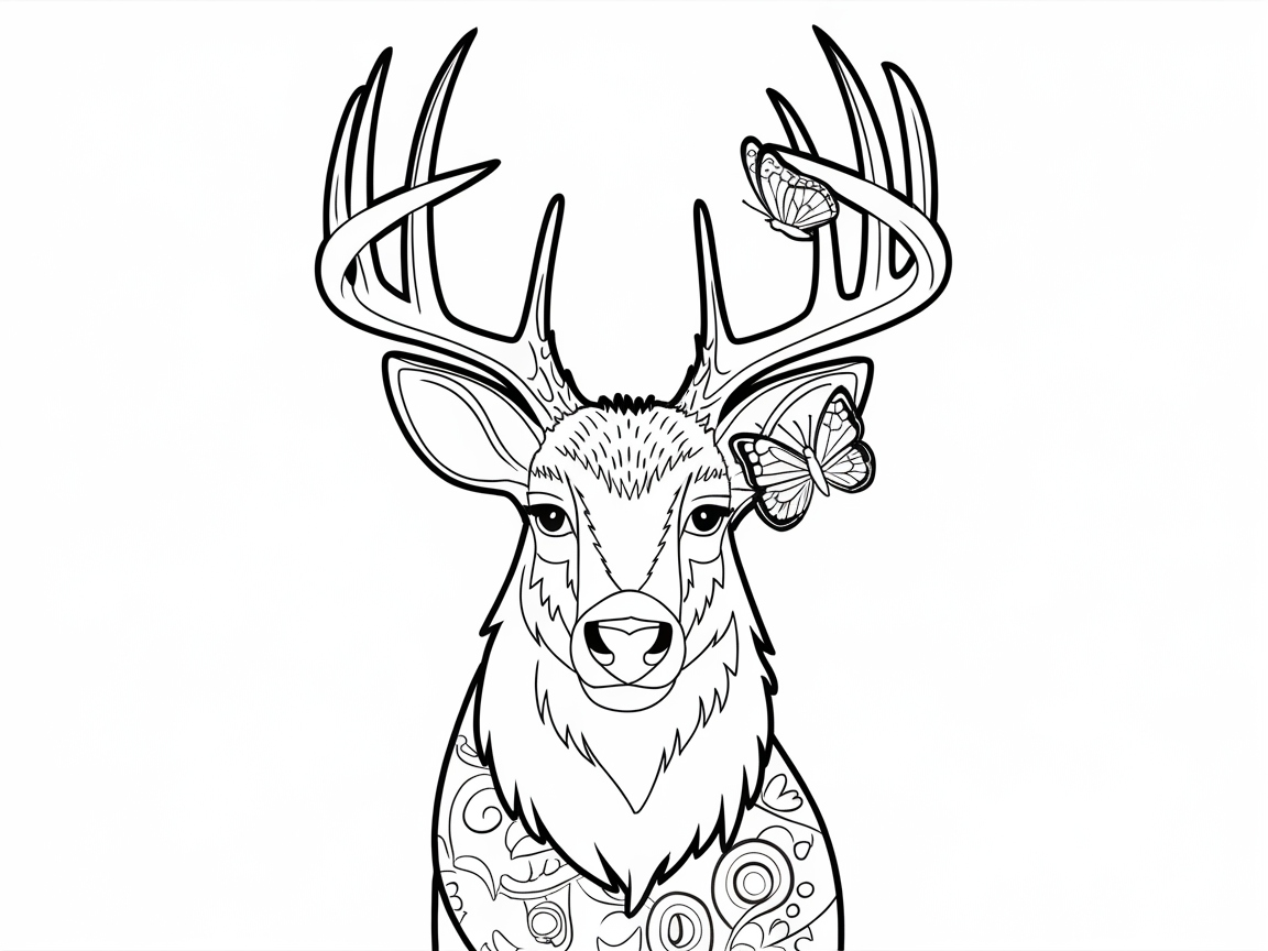 Intricate Buck and Butterfly Design