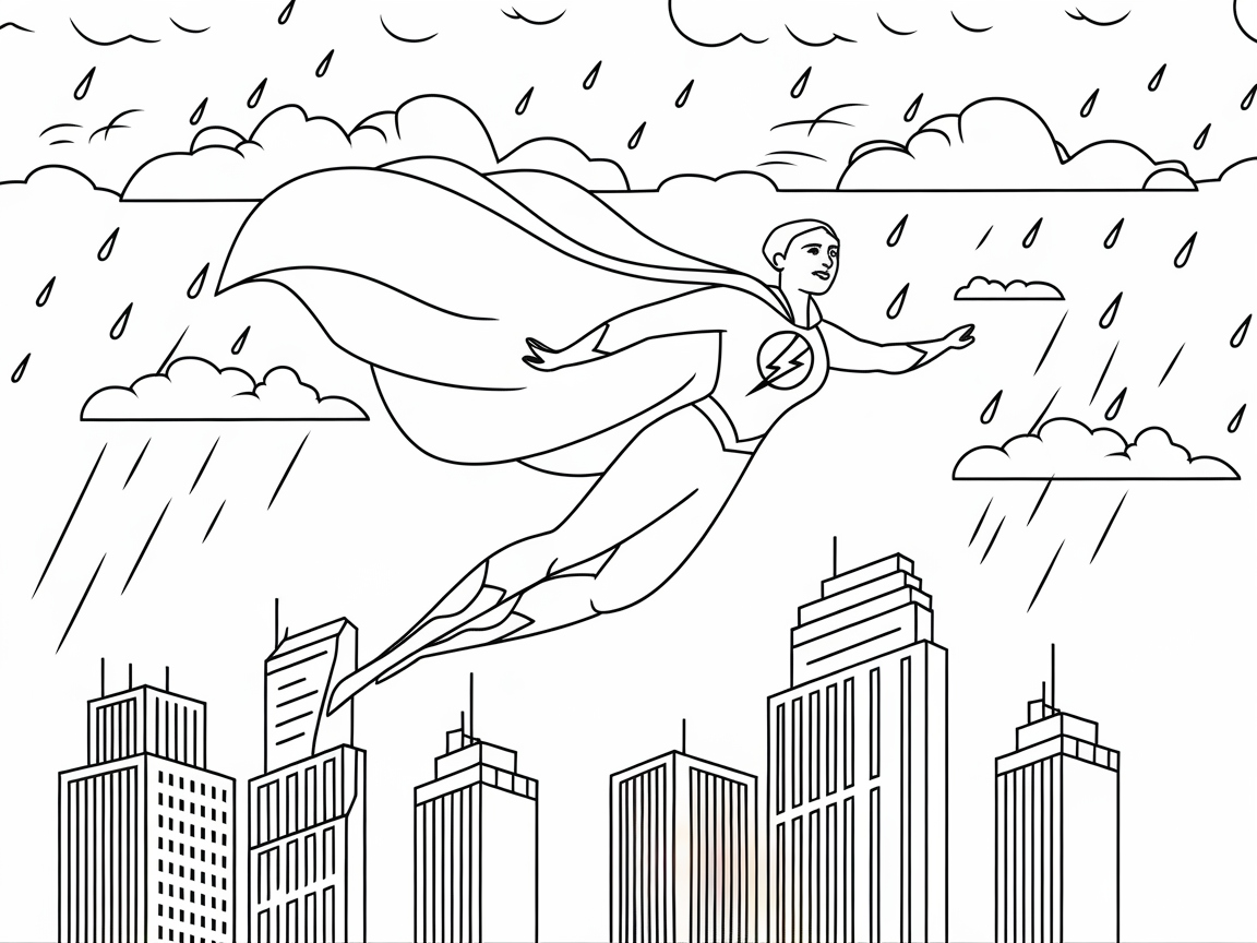 Fly High with This Bold Superhero Coloring Page