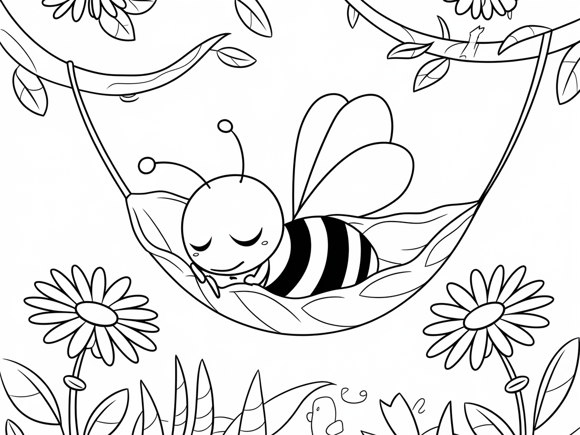 Sleeping Bee in a Leaf Hammock