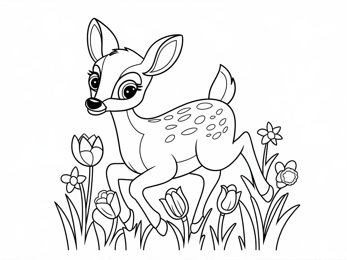 Playful Fawn Among Spring Blossoms
