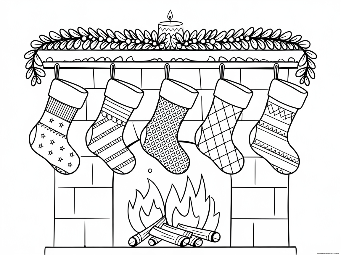 Cozy Christmas Fireplace with Festive Stockings