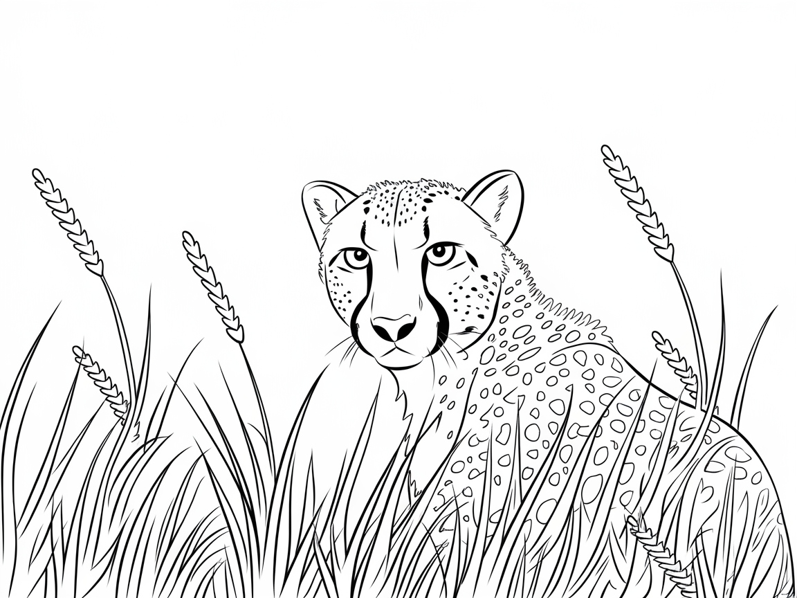 Hide and Seek With This Camouflaged Cheetah Coloring Page
