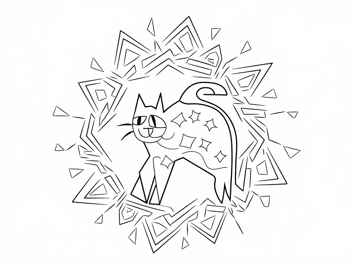 Dive into This Geometric Cat Mandala