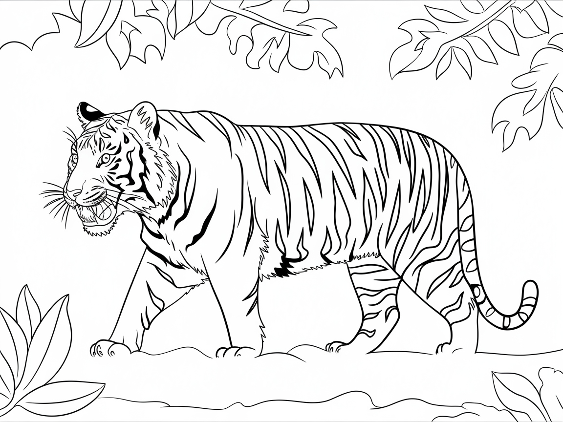 Prowling Bengal Tiger Under Lush Canopy
