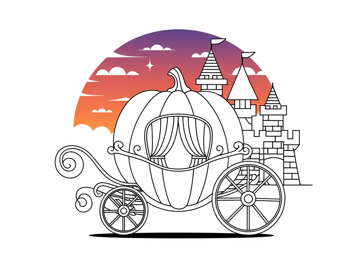 Enchanting Pumpkin Carriage in Fantasy Castle Setting