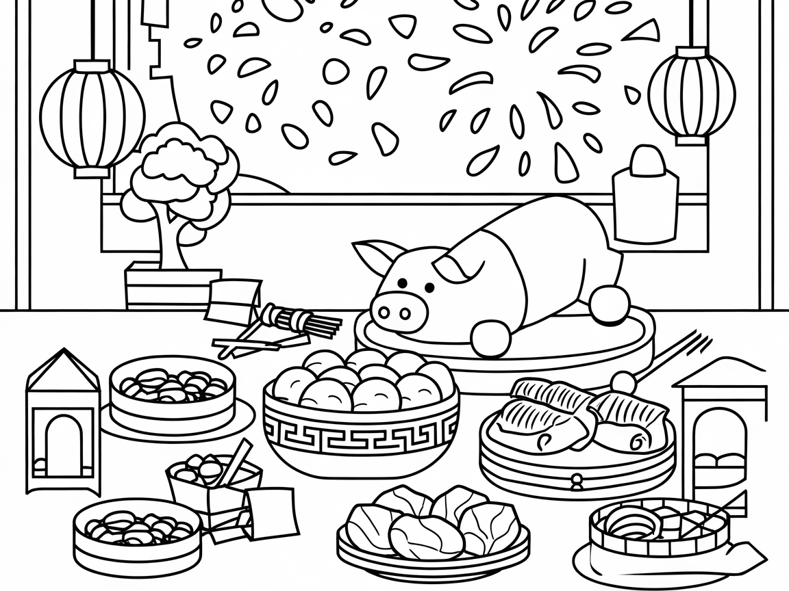 A Pig Roast Centerpiece for Your Chinese New Year Coloring