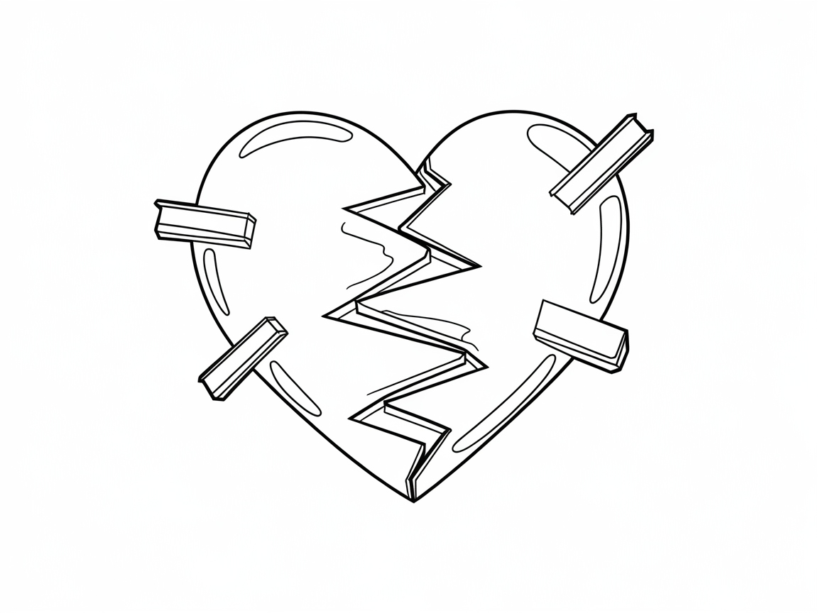 Patch Up the Pieces Heart Coloring Page